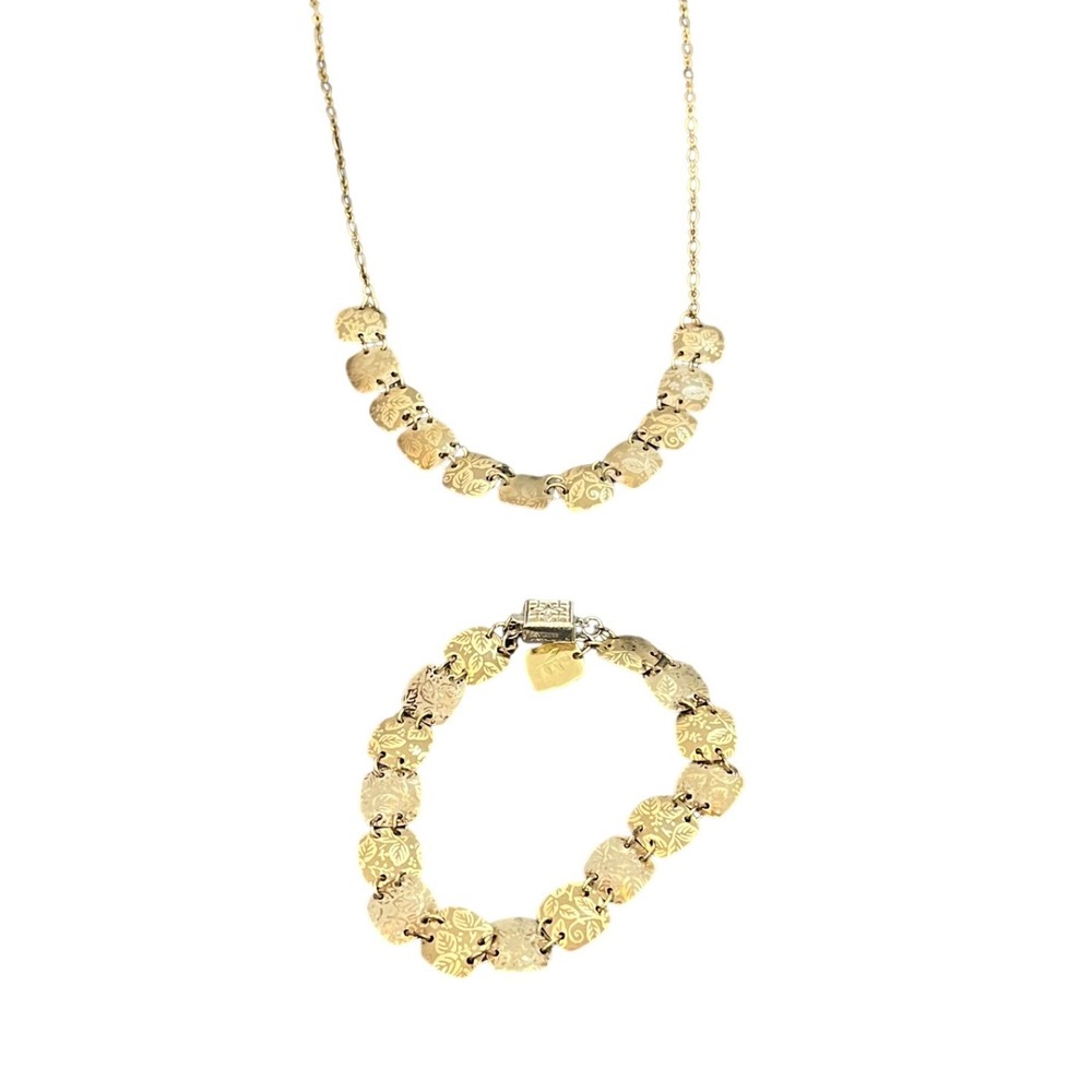 Holly Yashi Flora Two-Tone Women's Bracelet and Necklace Set 585 Gold